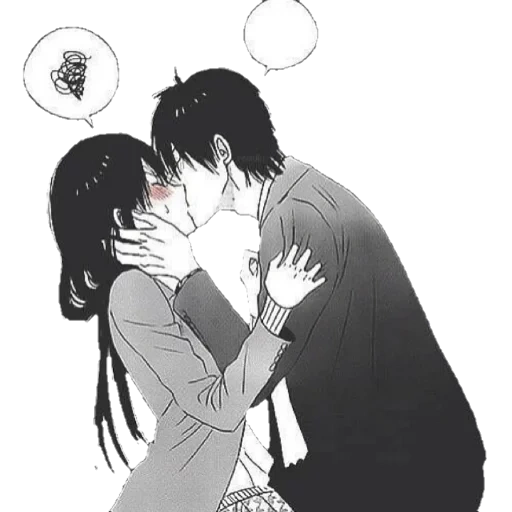 une paire de bandes dessinées, couple de bande dessinée, le baiser de l'anime, bande dessinée de couple d'anime, le baiser de l'anime domekano