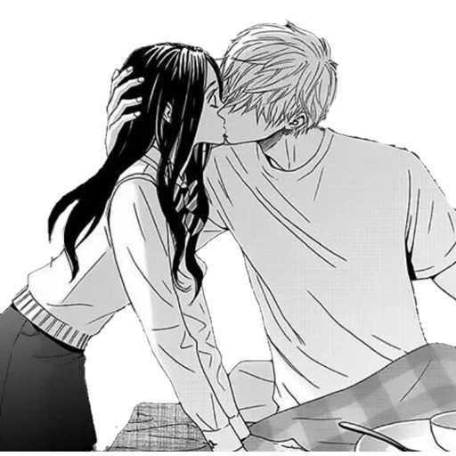 une paire de bandes dessinées, couple de bande dessinée, bande dessinée de couple d'anime, le baiser de la bande dessinée de anzawa, bd boyfriend girl