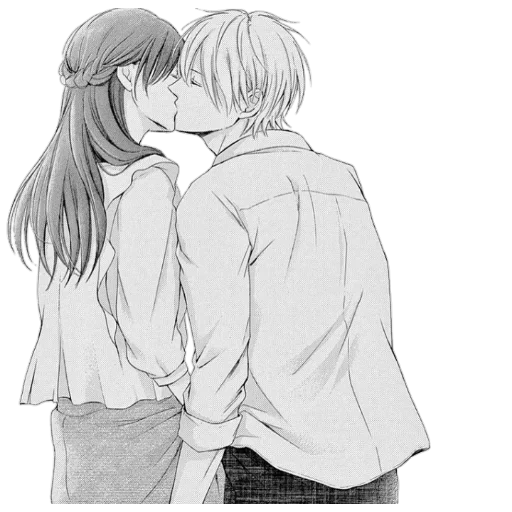 casal de anime, abraçando quadrinhos, várias fotos, pintura de casal de anime, contorno de beijo de anime