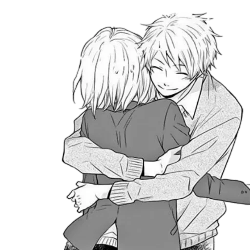 coppia di anime, abbraccia l'anime, abbraccia l'anime, adorabile coppia anime, gin hato anime abbraccio