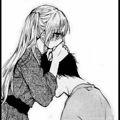 une paire de bandes dessinées, couple de bande dessinée, le baiser de la bande dessinée, bande dessinée de couple d'anime, anime couple baisers