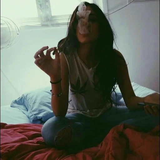 humano, garotas, jovem, fumando garota, jovem