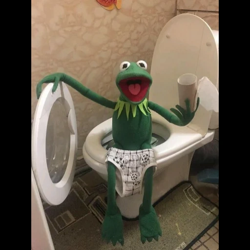 kermit, kermit's swing, muppet kermit, comet the frog, frog comey bathroom