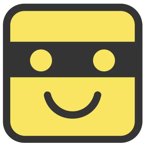 glücklich, emoji dieb, gelbes quadrat, gelber smiley, square emoticon