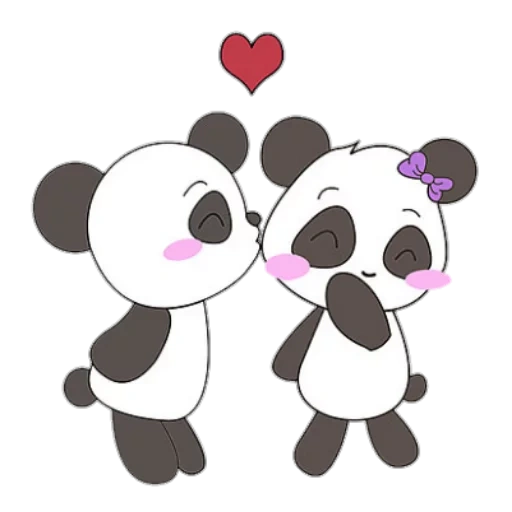 панда милая, панда love cute, панда милая рисунок, две панды мультяшные, панда лёгкий рисунок