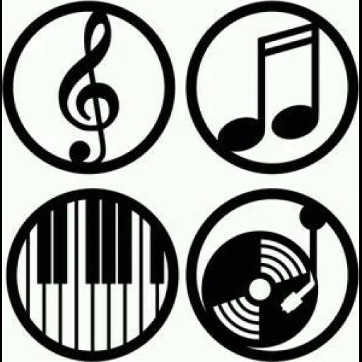 значок музыки, иконка музыка, значок мелодии, музыкальные символы, контурная композиция лейбл музыка