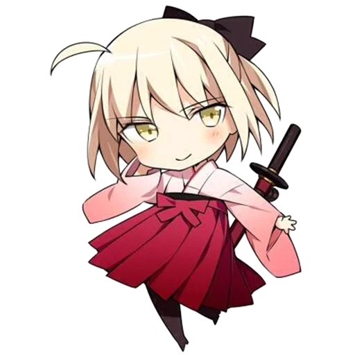 сейбер, sakura saber, fate chibichuki, чиби сакура сейбер, fate okita souji чиби