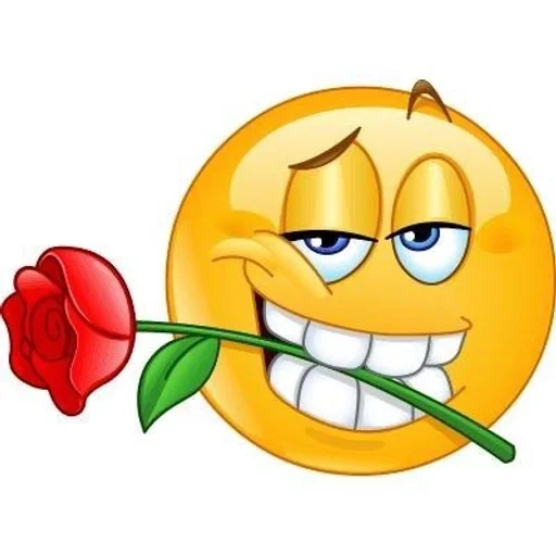 smiley rose, o sorriso é alegre, emoticons engraçados, flor smiley, smiley com uma rosa de dentes