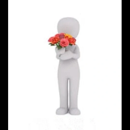 figura, humano, cara, 3 d homens, flores do homem