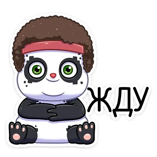 menunggu, panda, panda quaru, stiker mini pandoch