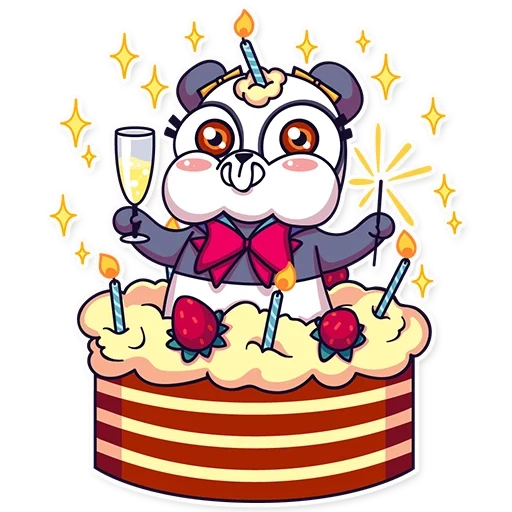 panda chan, owl cake drawing, happy birthday with panda