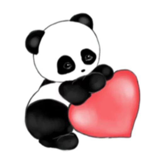 panda panda, lindo panda, dos lindos pandas, panda en forma de corazón, patrón ligero de pandochka
