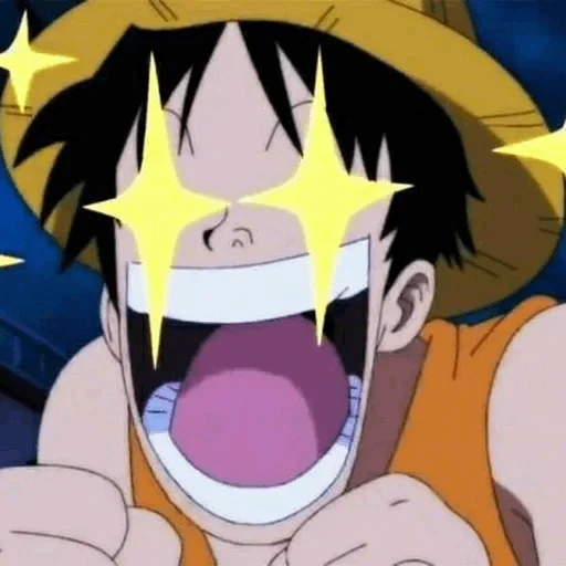 una pieza, luffy one piece, carne de van pis luffy, van pis emotions luffy, van pis luffy se ríe