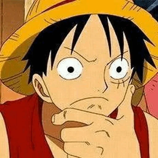 luffy, manki d luffy, luffy is a funny face, van pis luffy thinks, van pis luffy smile