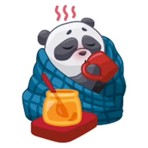 panda, cocopry, panda is sick, panda sticker