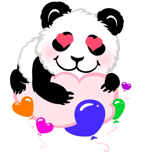 panda, pandocca, corazón de panda, oso panda, caricatura de panda enamorada