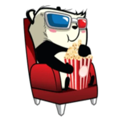 panda, llevar, gracioso, panda artfox, viendo la película