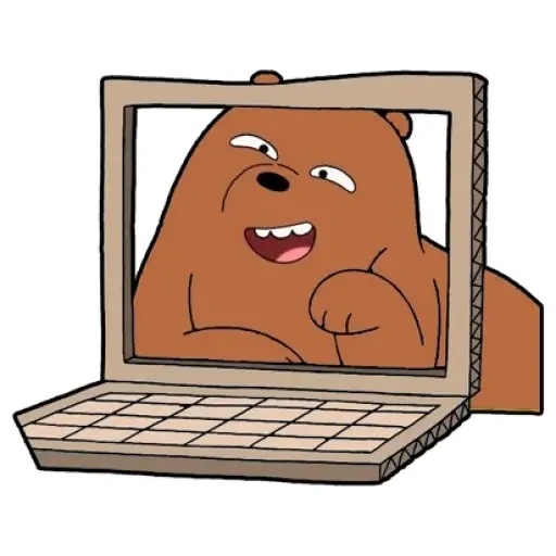 screen, bare bears, the bear is cheerful, the whole truth about bears, cartoon all the truth about bears at the computer