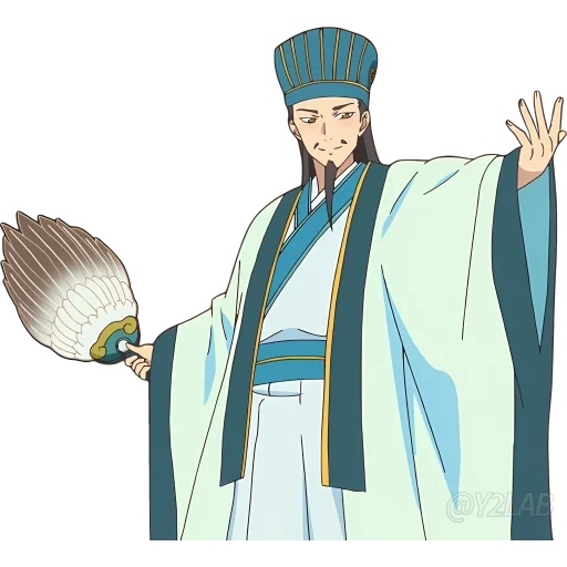 zhuge, zhuge liang, kong ming zhuge, personajes de animación, animación de paripi koumei