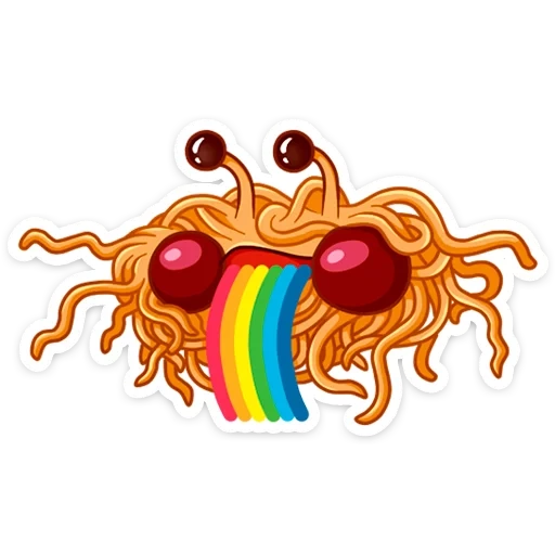 monster sticker, pastafarianism, flying pasta monster