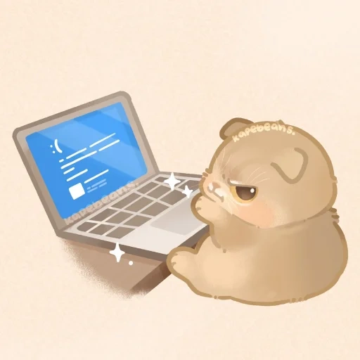 tela, do utilizador, cat pushin comp, cabeça no teclado, pusheen está sentado um laptop