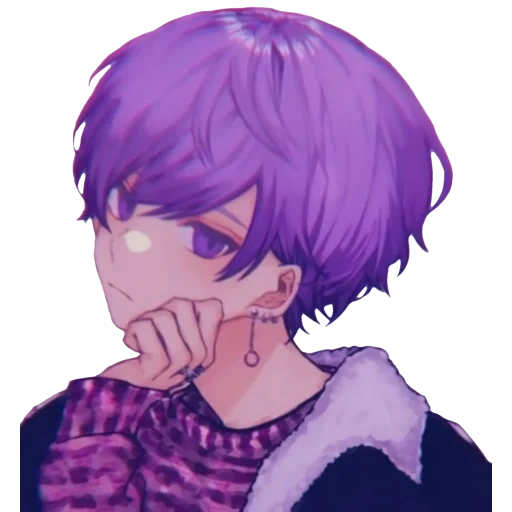 picture, anime characters, lovely anime boys, the violet hair of anime, little boy with purple hair art