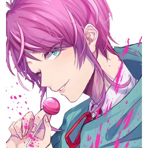 menino anime, cara de anime, omega em pó kun, cabelo cor-de-rosa kun, cabelo rosa