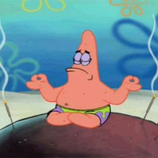 patrick starr, patrick sponge, patrick spongebob, spongebob meditation, spongebob square hose