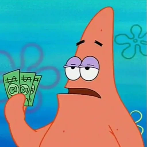 uang, patrick, patrick si bintang, patrick dengan uang, spongebob squarepants