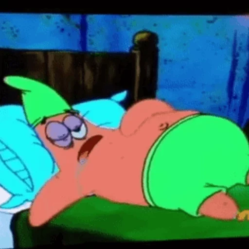 patrick adormeceu, patrick adormecido, patrick spongebob, patrick star está deitado, calça de bob esponja