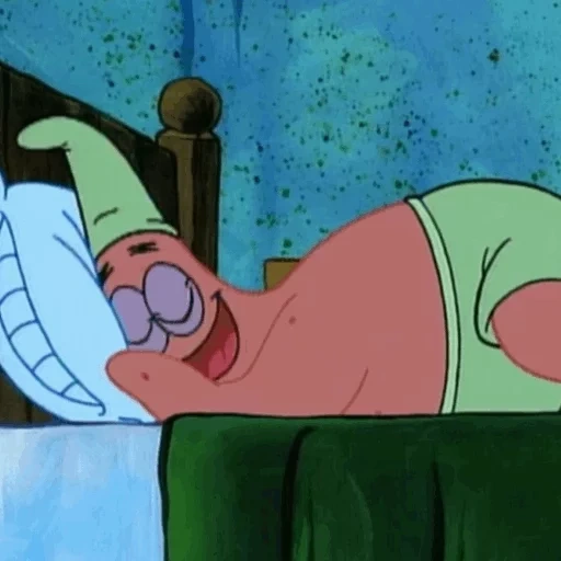patrick está durmiendo, patricio estrella, bob de esponja memic, patrick perezoso, bob esponja pantalones cuadrados