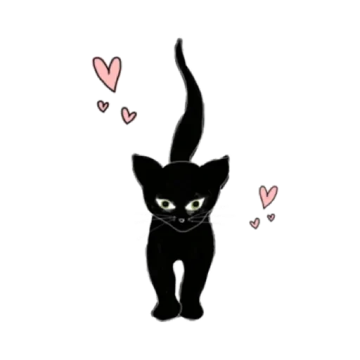gatto nero, silhouette del gatto, gattino nero, kitty nero carino, modello di gatto nero