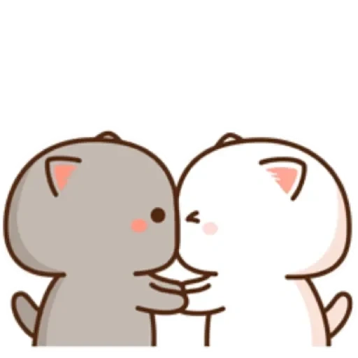 mochi mochi, les chats sont de jolis dessins, kawaii cats love, kawaii chats un couple, les chats kawaii adorent le nouveau