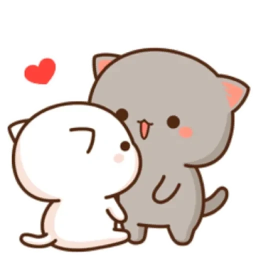 kitty chibi kawaii, dessins mignons de chibi, mochi mochi pêche chat, kawaii cats love, kawaii chats un couple