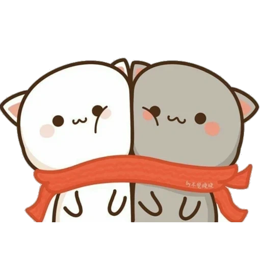 desenhos fofos, kawaii cat, adoráveis gatos kawaii, kawaii cats love, kawaii cats um casal