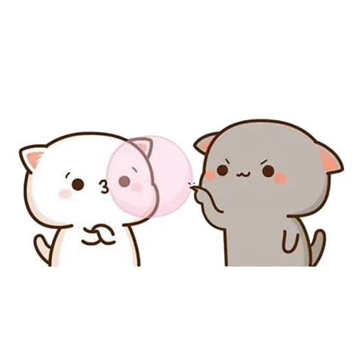 kucing kawai, lukisan kawai yang lucu, kawai seal love, kawai seal chibi love, kawai chibi seal love couple