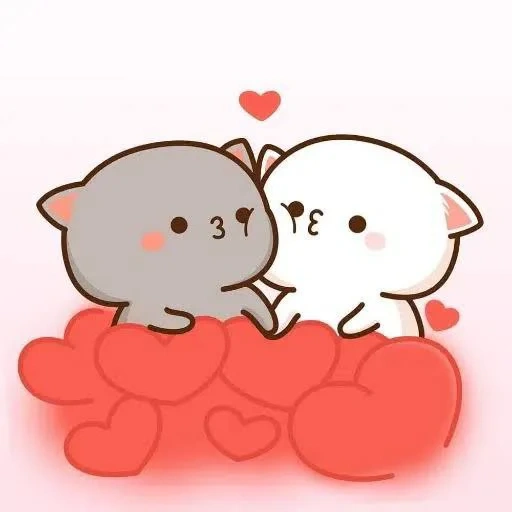 cute kawaii drawings, dear drawings are cute, lovely paired drawings, kawaii cats love, kawai chibi cats love