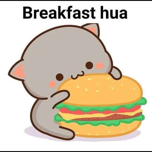 chats kawaii, burger kawaii, kitty chibi kawaii, dessins kawaii mignons, kawai kotik hamburger