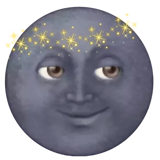 sonreír luna, luna sonriente, luna de abusador, emoji de luna negra, emoji luna llena watsap