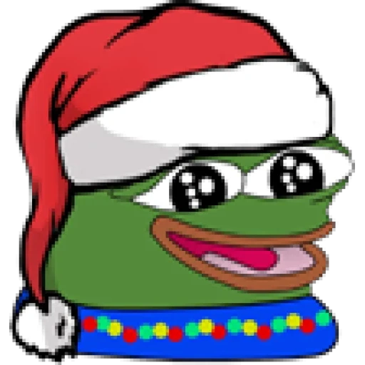 pepe santa claus, año nuevo de pepe, pepe sonríe año nuevo, paquete de expresión del año nuevo de pepe