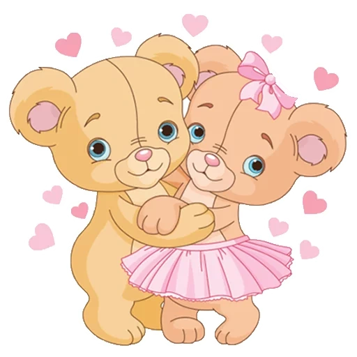 dua beruang jatuh cinta, beruang pasangan lucu bersulam, lovely bear transparent bottom, kartun binatang kecil dalam cinta, ilustrasi beruang dalam cinta