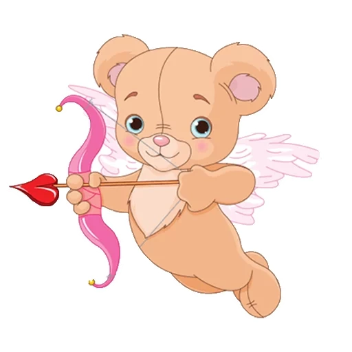 oso de dibujos animados, patrón de cupido, oso cupido, cupido oso