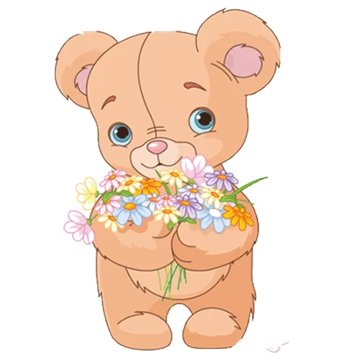 mishki, teddybär, der blumenbär, der kleine bär cartoon