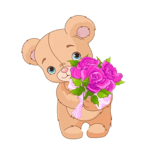 ours, ours avec des fleurs, ours avec des fleurs de fond transparent