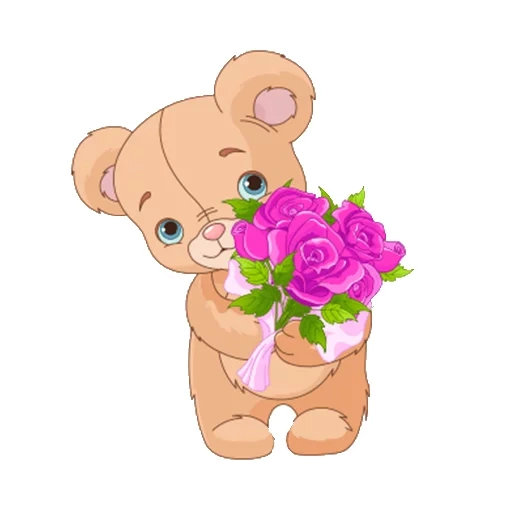 mishki, der blumenbär, bär farbe transparent hintergrund