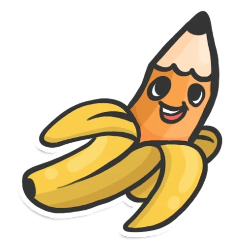 banana, con un lápiz