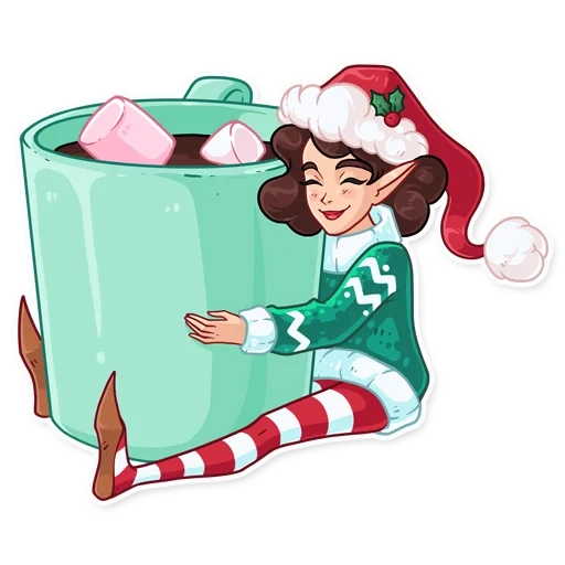 penelope elf, penelope elf e, new year animation, disney princess design, christmas illustrations