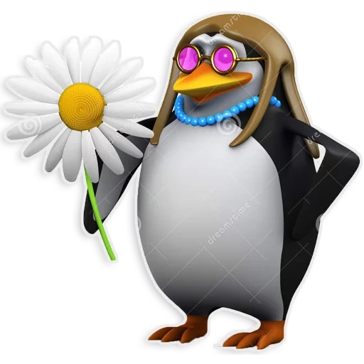 пингвин, пингвин цветами, пингвин цветами мем