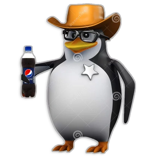 pinguino 3d, meme del pinguino, sceriffo penguin
