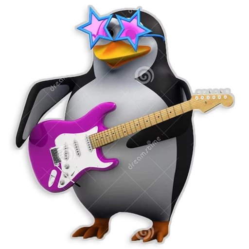 pinguim, pinguim, penguin roker, guitarra penguin